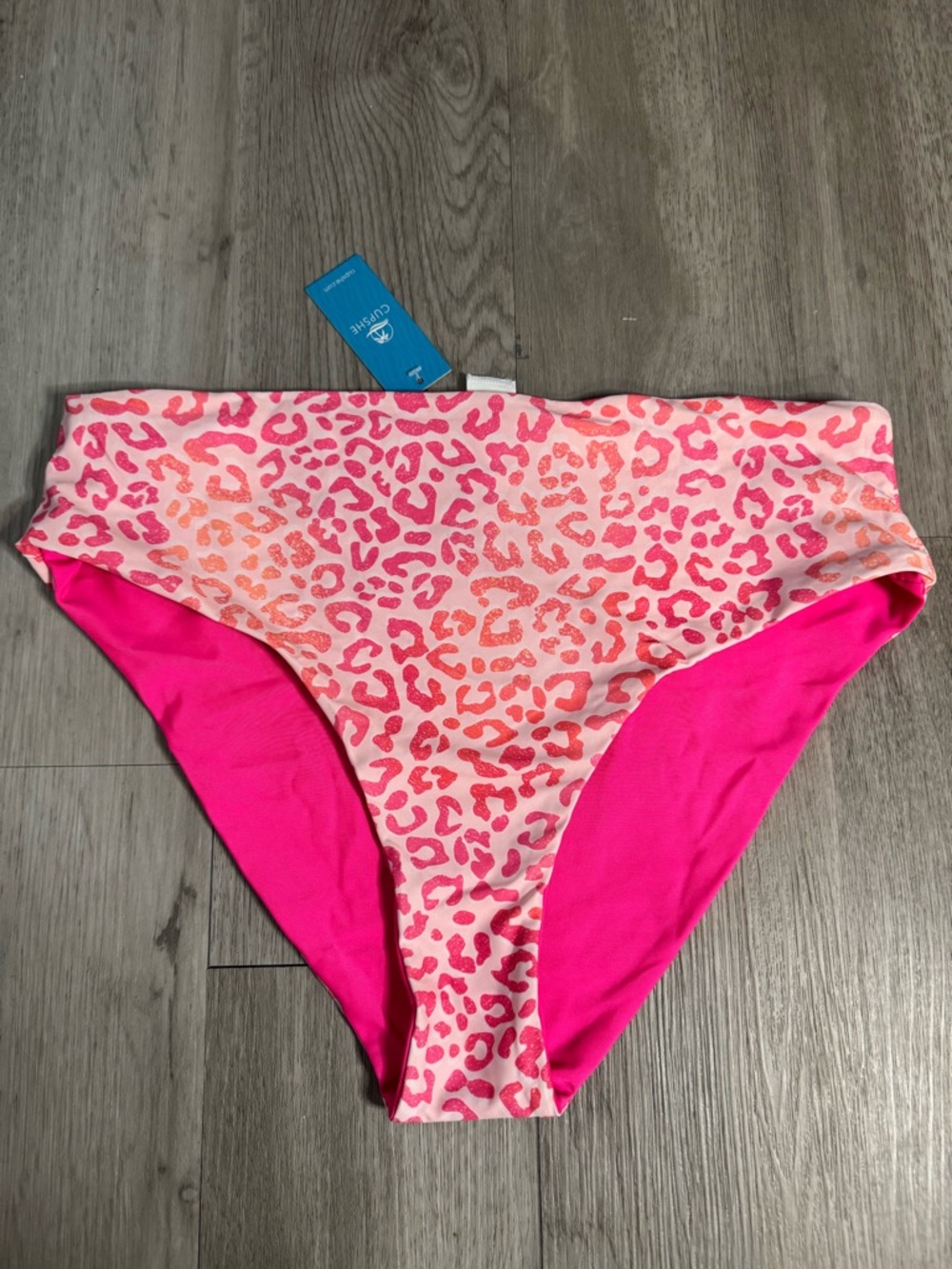 Cupshe Reversible Leopard Print Bikini Bottoms Hot Pink Size XL NWT